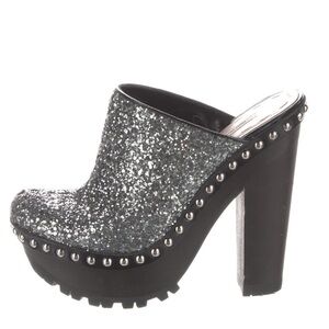 Gorgeous Miu Miu Glitter Mules, Sz 37.5